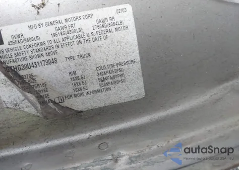 2003 GMC Savana Standard from USA, damaged, VIN 1GTHG39U431179048